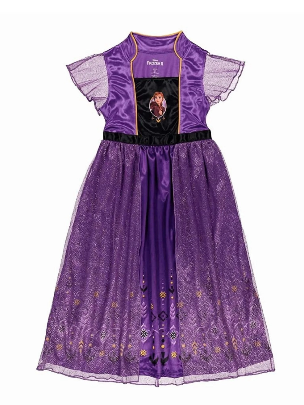 Disney Anna Purple Glitter Dress-Up Gown With Gold Trim